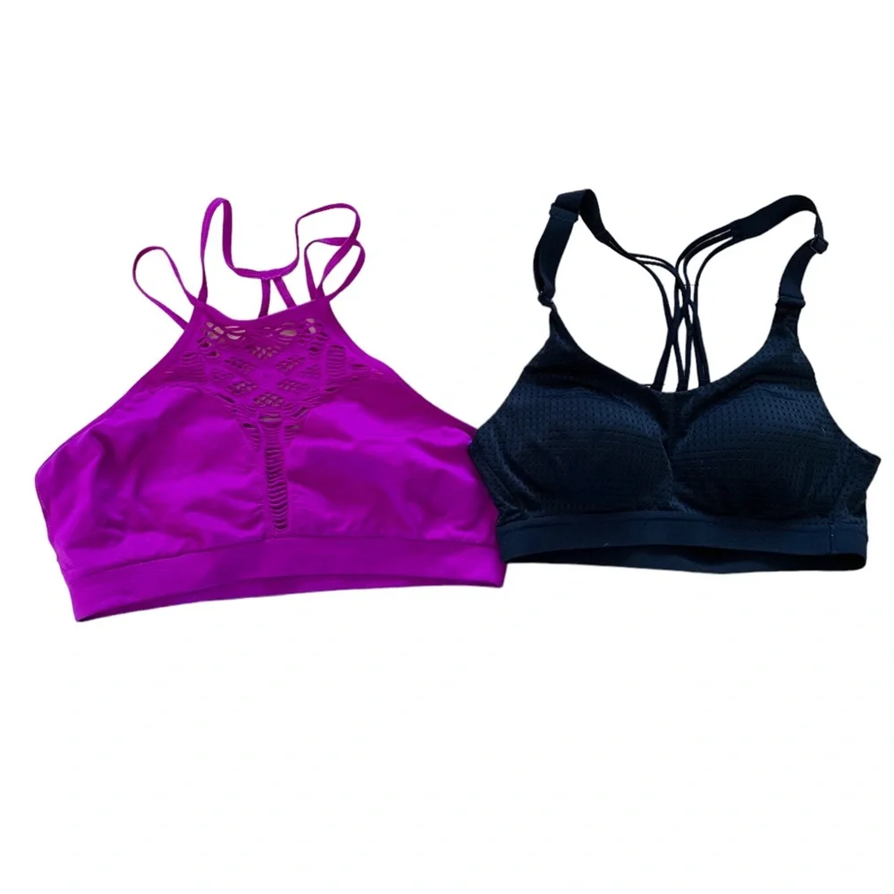Bundle Victoria’s Secret Sport Bra and Bralette Purple Black Athletic Size Small